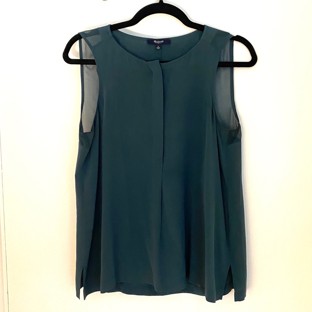 Madewell 100% silk green blouse S